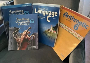 Abeka Grade 6 Spelling, Language, Arithmetic LOT. Teacher Edition/Answer Keys - Picture 1 of 4