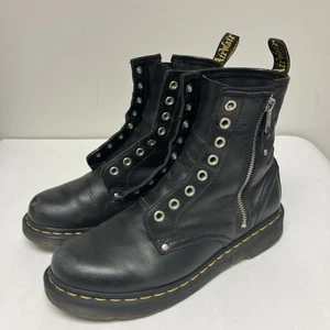 Dr. Martens 1460 Twin Zip 8 Oeillets Bottes de Combat Femme à Lacets - Noir, Taille 8 - Photo 1/18