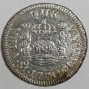 1770 Mo-M Mexico 1/2 Real Silver Coin- Better Grade/Old Cleaning (Lot#1) - Picture 1 of 2