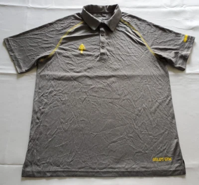 Camisa Polo GOLD'S GYM Para Hombre Mediana Manga Corta Gris Jaspeado Amarillo Poliéster Foto 1 de 4