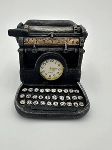 Retro Miniature 2" Resin Vintage Typewriter Figurine with Quartz Clock - Picture 1 of 10