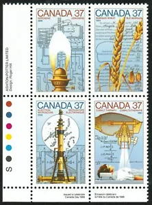 Canada sc#1209a Science and Technology - 3, LL Imprint Block, Mint-NH - Picture 1 of 2