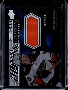 2021-22 UD SPX Hockey Trevor Zegras DUCKS #ORJ-TZ Black Obsidian RC Jersey /399