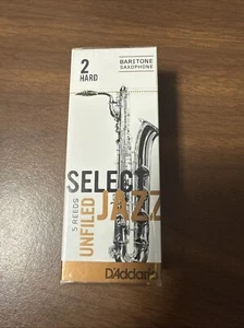D’Addario Select Jazz Unfiled 2 Hard Baritone Sax Reeds 5-pack - Picture 1 of 2
