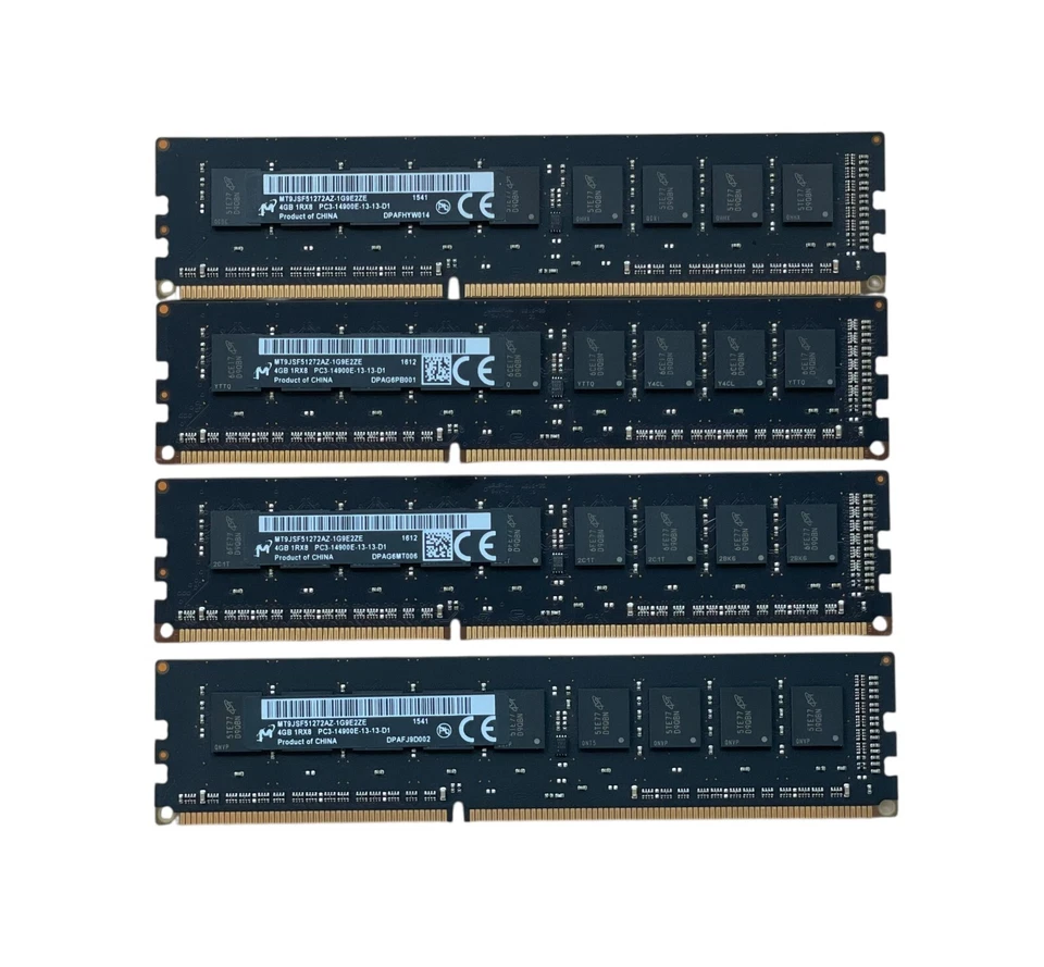 Micron 16GB (4x4GB) 1RX8 PC3-14900E DDR3 Memory Ram, MT9JSF51272AZ (E341) - Image 1 of 4