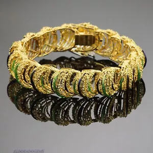GURHAN HIGH END SCHWERES KUPPELARMBAND 18K GELBGOLD & EMAILLE HERGESTELLT IN ITALIEN 7,5 ZOLL - Bild 1 von 11