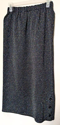 Falda midi vintage Gordon King negra brillante de punto de polietileno mediana de los años 70 Foto 1 de 4