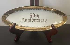 Cuenco Norcrest Japón Oro Blanco China Fina 10" 50 Aniversario - Imagen 1 de 10