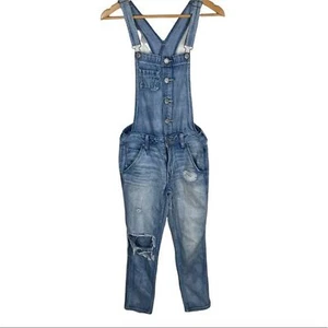 American Eagle Medium Wash Distressed Denim Overall Size XS - Picture 1 of 10