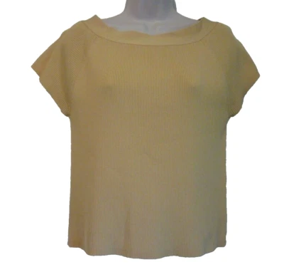 Nine & Company Mujer Medio Amarillo Cuello Redondo Gorra Manga Blusa Top Rayón Foto 1 de 4