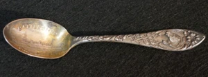 Span Am War Battleship Minneapolis Souvenir Spoon 4.5" Extra Coin Silver Plate - Picture 1 of 7