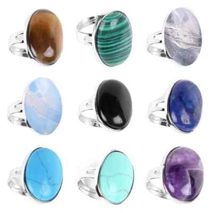 Anillo de apertura de piedras preciosas naturales de gran diámetro material de cristal para mujer - Imagen 1 de 39