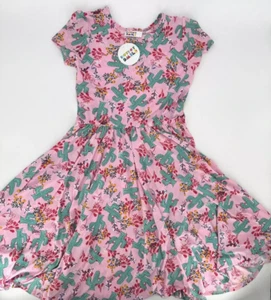 Dot Dot Smile Girl's Cap Sleeve Dress sz 7 Short Sleeve Pink Cactus Print NWT - Picture 1 of 4