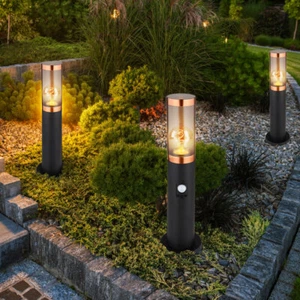 3x Außenstehlampe Sockellampe Bewegungsmelder Wegelampe Gartenleuchte H 45 cm - Bild 1 von 12