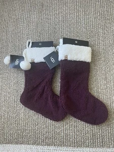 UGG Christmas Stocking Classic Sherpa Red Burgundy Cabernet Holiday Decorations - Picture 1 of 5