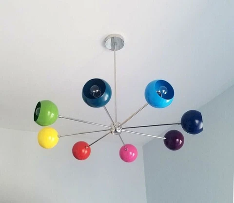 Antique Sputnik Chandelier Orbs Colorful Fixture Brass Vintage Stilnovo Decor Cover