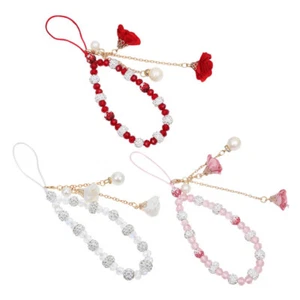 3 Pcs Flower Bracelet Phone Lanyard with Pendants Cellphone Hanging Ropes - Photo 1/12