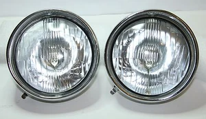 2 x CLASSIC FIAT 500 LHD HEADLIGHTS WITH CHROME RIM HEADLAMPS PAIR KIT CHROME - Picture 1 of 4