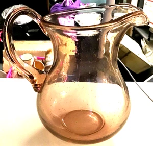 Vintage Pitcher Pink Depression Glass Round 9" - Picture 1 of 9