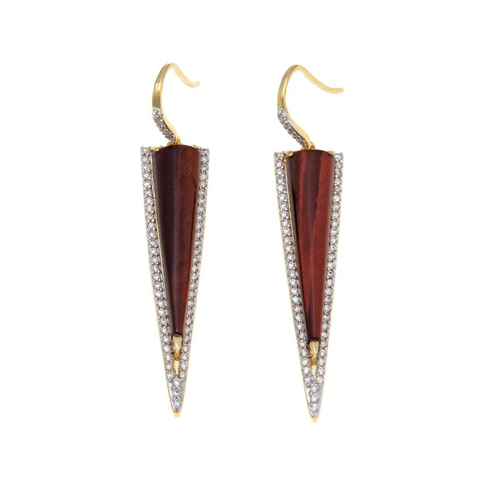 Pendientes Rarities SS Vermeil ojo de tigre rojo y circón blanco Foto 1 de 1