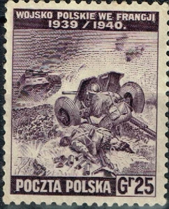 Poland WW2 Army Tank and Artillery stamp 1942 MLH GG - Picture 1 of 1