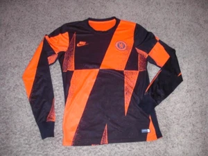Vintage CHELSEA orange black NIKE long sleeve warm up Soccer Jersey men's Small - Picture 1 of 5
