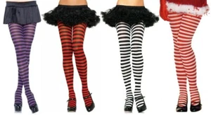 Leg Avenue Plus Size Nylon Striped Tights Opaque Stockings Dance Intimates 7100Q - Picture 1 of 6