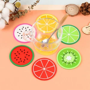 7x Frucht Form Untersetzer Kreativ Tasse Pad Silikon Isolierung Matte Heißgetränk Halter - Bild 1 von 27