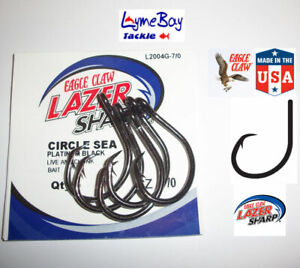 Eagle Claw CIRCLE SEA Hooks - Pack of 5 - Sizes 6/0 to 13/0 - L2004 Lazer Sharp 