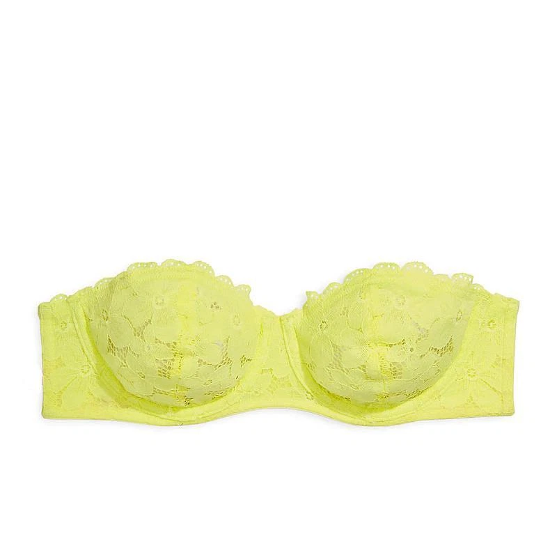 Sexy Camiseta Victoria's Secret Sin Forro Encaje Sin Tirantes con Tirantes Sujetador 32D *Lima* NUEVA Foto 1 de 3