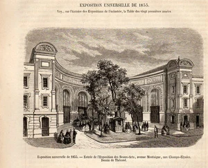 PARIS EXPOSITION UNIVERSELLE BEAUX ARTS AV MONTAIGNE PRESS ARTICLE FRENCH 1855 - Imagen 1 de 1