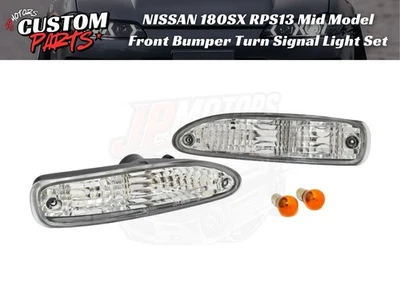 Juego de luces de señal de giro de parachoques delantero cristal Mid M transparente JDM para Nissan 180SX RPS13 Foto 1 de 4
