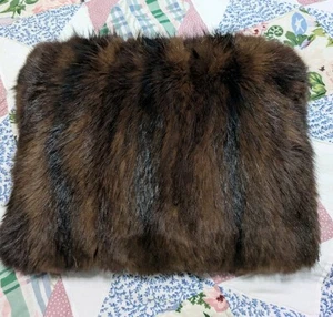 Vintage MCM Fur Muff Large Mink Brown 14" x 15" Satin ruched Lining Victorian - Picture 1 of 5