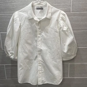 Citizens of humanity Ines Pleat Half Sleeve Shirt in White Women’s  M 9150-741 - Picture 1 of 7