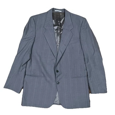 Blazer Vintage YSL Yves Saint Laurent Gris Rayas Años 80 Dos Botones Hecho en Francia Foto 1 de 4