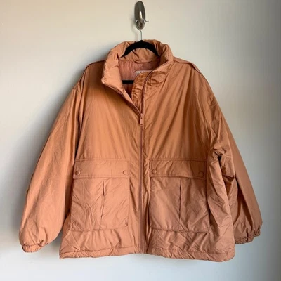 Free People We The Free Jacket Womens Large Peach Puffer Insulated Zip Pockets - Image 1 of 4