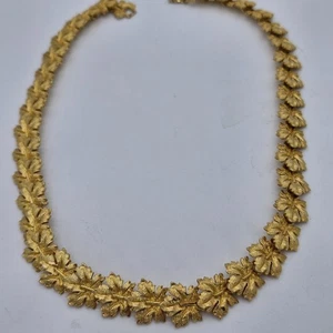 Collar Gargantilla Vintage Napier Tono Dorado Texturizado Otoño Hoja Arce Collar 15" - Imagen 1 de 20
