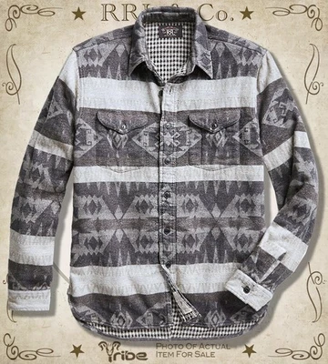 RRL Ralph Lauren Southwestern Shirt Double-Faced Cotton Wool Jacquard Workshirt - Image 1 of 4