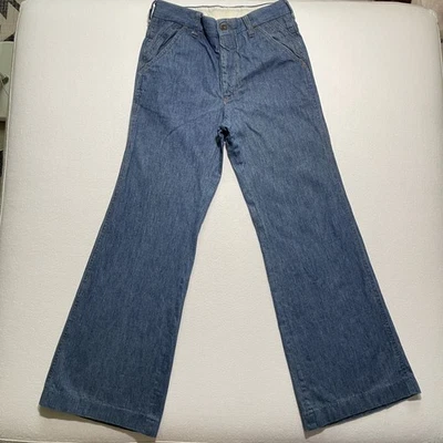 Calça Levis Panatela Masculina Vintage 26x29 Azul Denim Sino Perna Larga Talon Zíper Anos 70 - Imagem 1 de 4