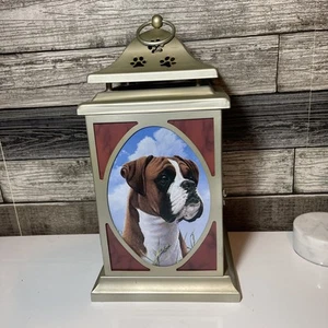 Danbury Mint Boxer Stained Glass Lantern Votive Candle 14" Art By Simon Mendez - Picture 1 of 7
