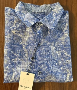 Neu mit Etikett Robert Graham Kepler Leinenmischung Hemd Herren 2XL Kurzarm blau geblümt - Bild 1 von 9