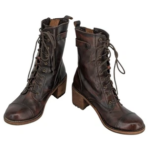 Rocket Dog  Women's Ankle Booties  Brown Leather  Zip Up  Laces  Size 8M  Buckle - Picture 1 of 9