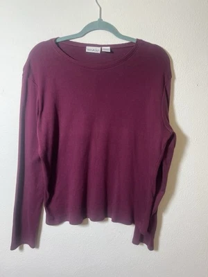 Suéter Ligero Ciervo Blanco Para Mujer Granate Borgoña Top Camisa 100% Algodón L Foto 1 de 4