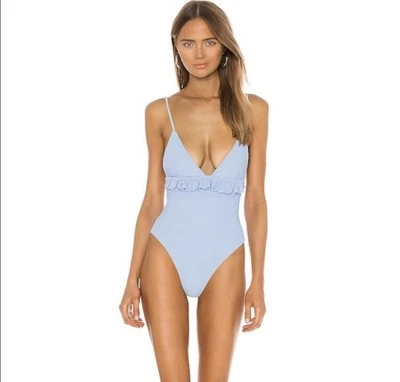 Tularosa Swimsuit Blue Ruffle Size Small  One Piece Swim Hazel Light Blue S - Image 1 of 4