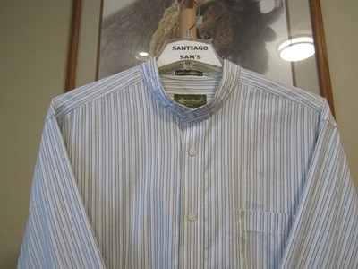 2XL 18.5-35/36 EDDIE BAUER COTTON WRINKLE RESISTANT COLLARLESS WESTERN SHIRT - Image 1 of 4