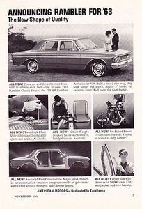1963 RAMBLER AMBASSADOR - CLASSIC SIX & AMBASSADOR V-8 ~ RARE SMALL SIZE AD - Bild 1 von 1