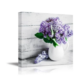 wall26 -Canvas Wall Art- Still Life Lilacs in a White Porcelain Vase - 24" x 24" - Picture 1 of 3