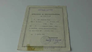 ATTESTATO DI SPECIALIZZAZIONE MILITARI DI LEVA BATTAGLIONE TRASMISSIONI 1963 - Imagen 1 de 1