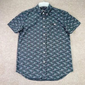 RVCA Shirt Mens Med Slim Dark Floral Short Sleeve Pocket Preppy Cotton Blend - Picture 1 of 8