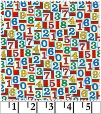 BTY 123 ABC III Number Block White Cotton Fabric Freedom By The Yard FF497-1 - Image 1 of 3